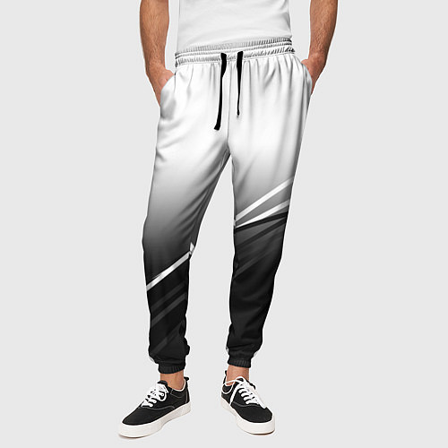 Мужские брюки Градиент с полосами из белого в тёмный / 3D-принт – фото 3