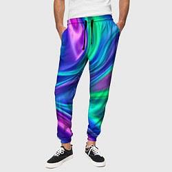 Брюки на резинке мужские Neon waves, цвет: 3D-принт — фото 2