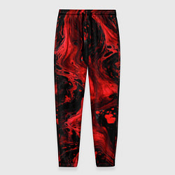 Брюки на резинке мужские Красно-черные разводы краски - абстрактный узор, цвет: 3D-принт