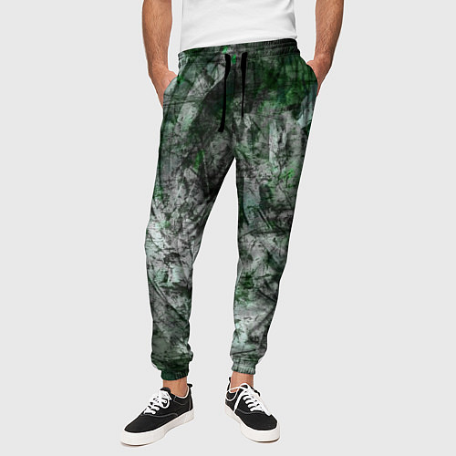 Мужские брюки Абстракция - grey emerald rock / 3D-принт – фото 3