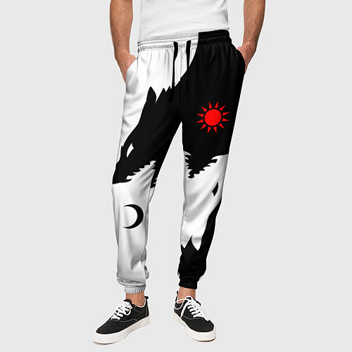 Мужские брюки Инь янь волки / 3D-принт – фото 3
