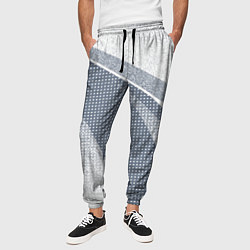 Брюки на резинке мужские Светлый серо-голубой текстурированный с полосой, цвет: 3D-принт — фото 2
