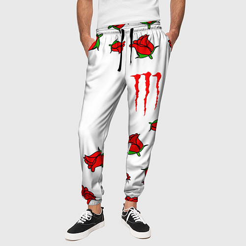 Мужские брюки Monster energy steel rose / 3D-принт – фото 3