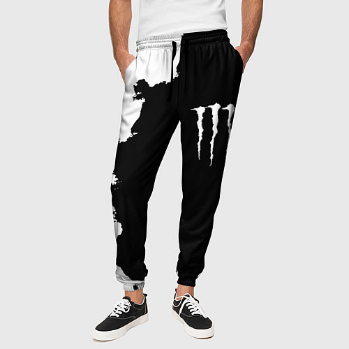 Мужские брюки Monster energy краски белые / 3D-принт – фото 3
