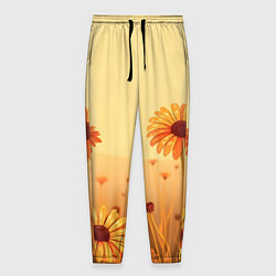 Брюки на резинке мужские Цветы на закате, цвет: 3D-принт