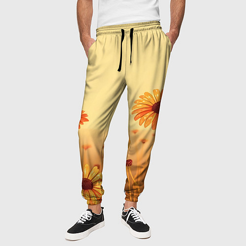 Мужские брюки Цветы на закате / 3D-принт – фото 3