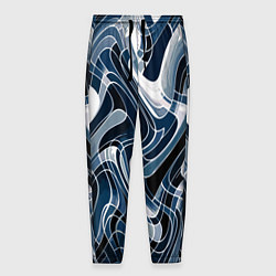 Брюки на резинке мужские Тёмно-синий искажённая абстракция, цвет: 3D-принт