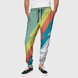 Брюки на резинке мужские Рок молния Боуи весенняя палитра, цвет: 3D-принт — фото 2