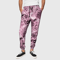 Брюки на резинке мужские Розовые лабубы паттерн, цвет: 3D-принт — фото 2