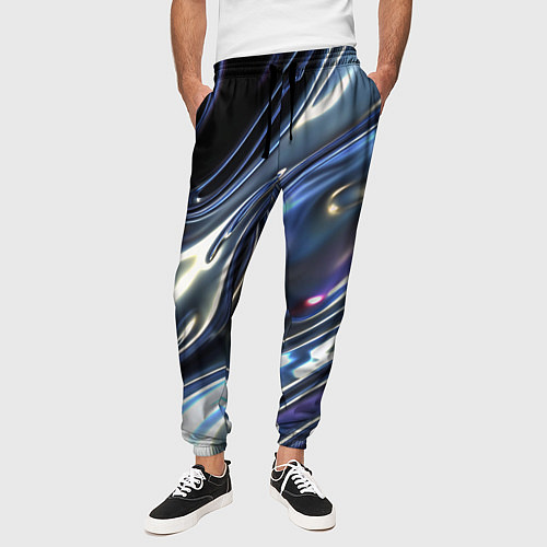 Мужские брюки Серебро жидкий металл / 3D-принт – фото 3