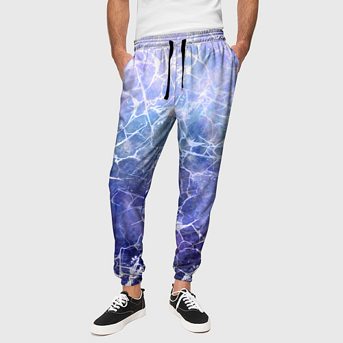 Мужские брюки Абстракция - white web on blue background / 3D-принт – фото 3
