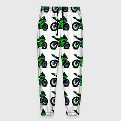 Брюки на резинке мужские Motorbike green, цвет: 3D-принт