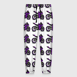 Брюки на резинке мужские Motorcycle purple, цвет: 3D-принт