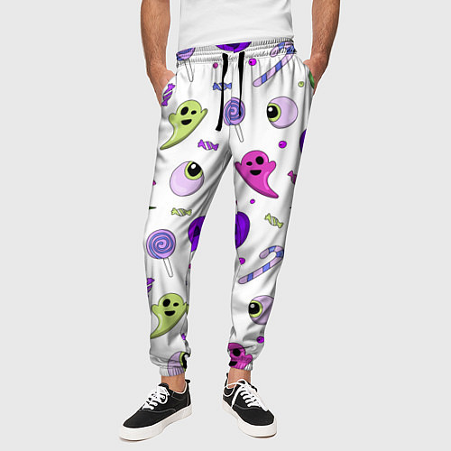 Мужские брюки Halloween purple pumpkin pattern / 3D-принт – фото 3