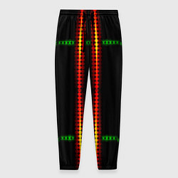 Брюки на резинке мужские Neon black green circles, цвет: 3D-принт