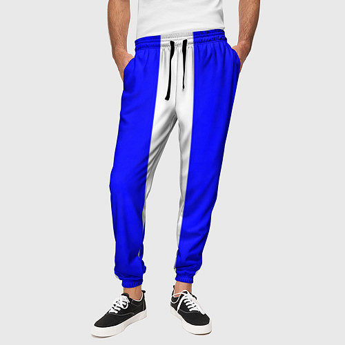 Мужские брюки Color white blue line / 3D-принт – фото 3
