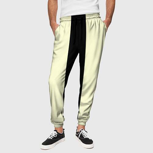 Мужские брюки Color black beige line / 3D-принт – фото 3