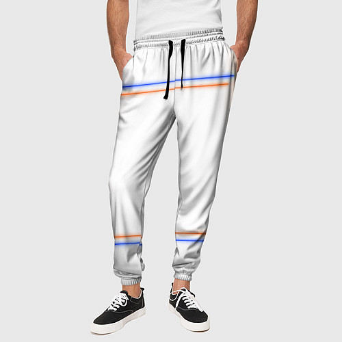 Мужские брюки Neon white orange blue / 3D-принт – фото 3