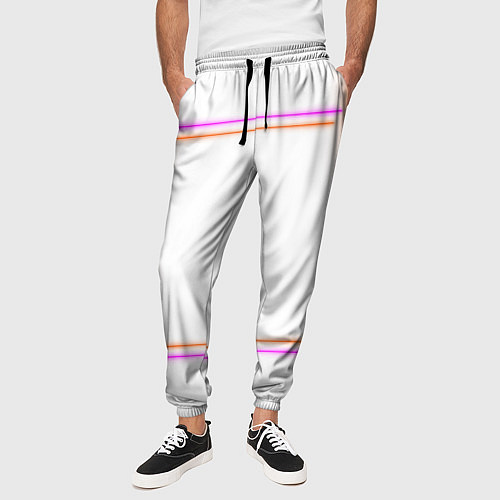 Мужские брюки Neon white orange pink / 3D-принт – фото 3