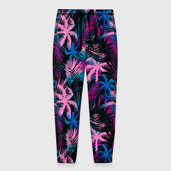 Брюки на резинке мужские Palm pink blue pink, цвет: 3D-принт