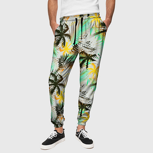 Мужские брюки Palm black yellow white / 3D-принт – фото 3