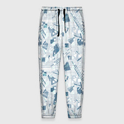 Мужские брюки Мемфис синий с серым клетчатый геометрический узор