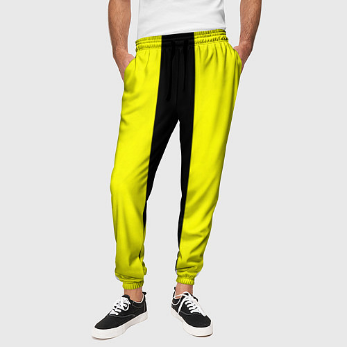 Мужские брюки Color yellow black line / 3D-принт – фото 3
