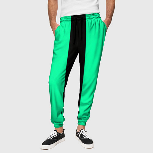 Мужские брюки Color turquoise black line / 3D-принт – фото 3