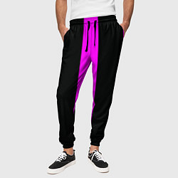 Брюки на резинке мужские Color black pink lines, цвет: 3D-принт — фото 2