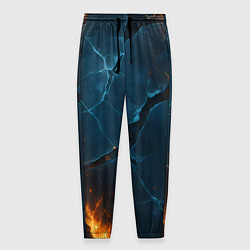 Брюки на резинке мужские Разлом плит с огнем, цвет: 3D-принт