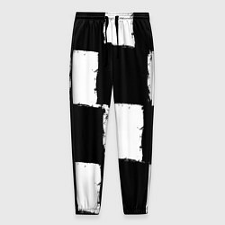 Брюки на резинке мужские Черные квадраты в виде шахматной доски, цвет: 3D-принт