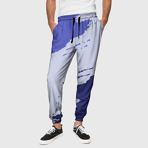 Мужские брюки Сине-голубые неравномерные полосы / 3D-принт – фото 3