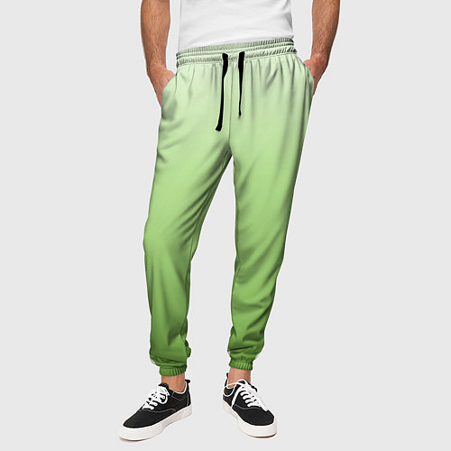 Мужские брюки Градиент нежно-зеленый / 3D-принт – фото 3