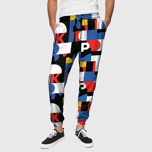 Мужские брюки Геометрия букв / 3D-принт – фото 3