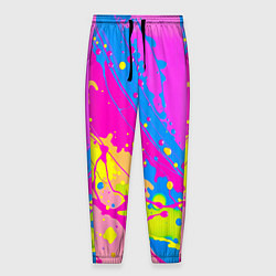 Брюки на резинке мужские Яркая абстракция из розовых и голубых красок, цвет: 3D-принт