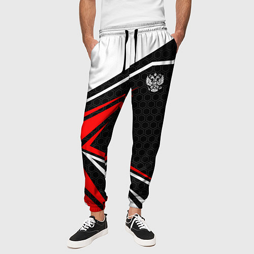 Мужские брюки Герб России - красный спортивный / 3D-принт – фото 3