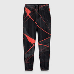 Брюки на резинке мужские Текстура мрамора с красными полосками, цвет: 3D-принт