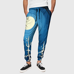 Брюки на резинке мужские Полнолуние и берёзы акрилом, цвет: 3D-принт — фото 2