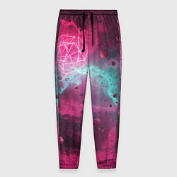 Брюки на резинке мужские Космическая абстракция с геометрическими фигурами, цвет: 3D-принт
