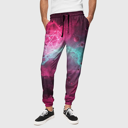 Мужские брюки Космическая абстракция с геометрическими фигурами / 3D-принт – фото 3