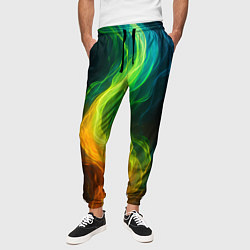 Брюки на резинке мужские Разноцветное пламя, цвет: 3D-принт — фото 2