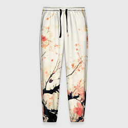 Мужские брюки Чёрное дерево с цветами абстракция