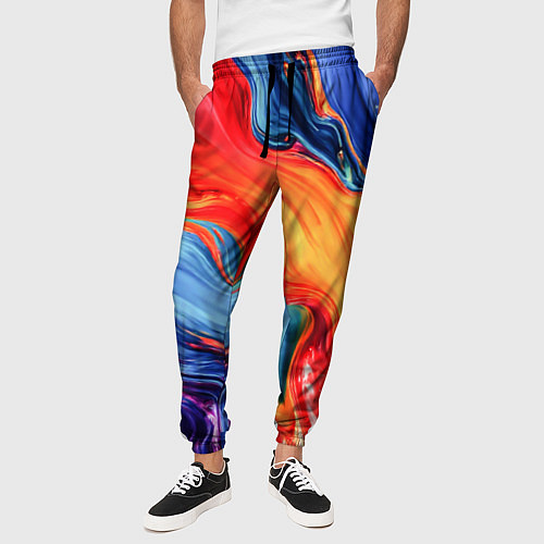 Мужские брюки Красно-синие масляные краски смешение абстракция / 3D-принт – фото 3