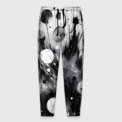 Брюки на резинке мужские Абстрактная чёрно-белая композиция, цвет: 3D-принт