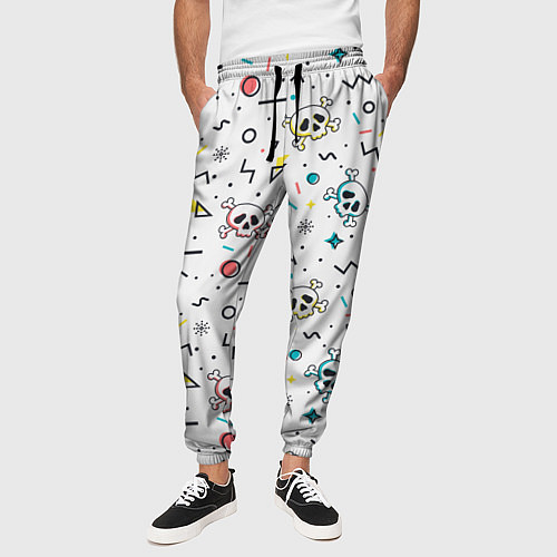 Мужские брюки Паттерн с черепами и геометрическими фигурами на Х / 3D-принт – фото 3