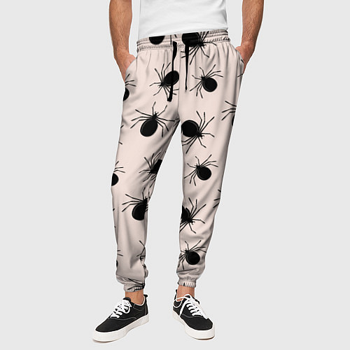 Мужские брюки Паттерн с черными жуками / 3D-принт – фото 3