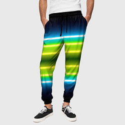 Брюки на резинке мужские Neon multicolored lines, цвет: 3D-принт — фото 2