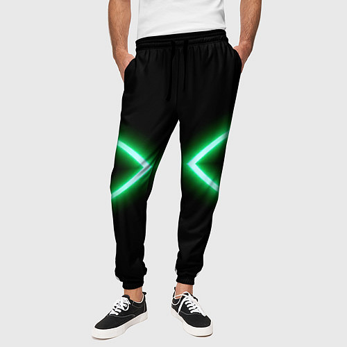 Мужские брюки Neon green lines / 3D-принт – фото 3