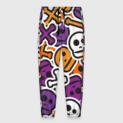 Брюки на резинке мужские Funny skulls, цвет: 3D-принт