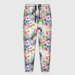 Брюки на резинке мужские Воробей в ярких цветах паттерн, цвет: 3D-принт